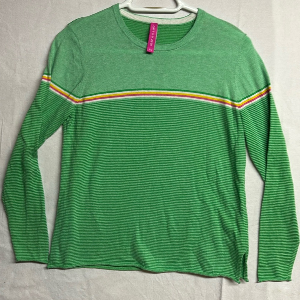 ZAKET & PLOVER Women’s Knit Sweater Green with Stripes Size XS
